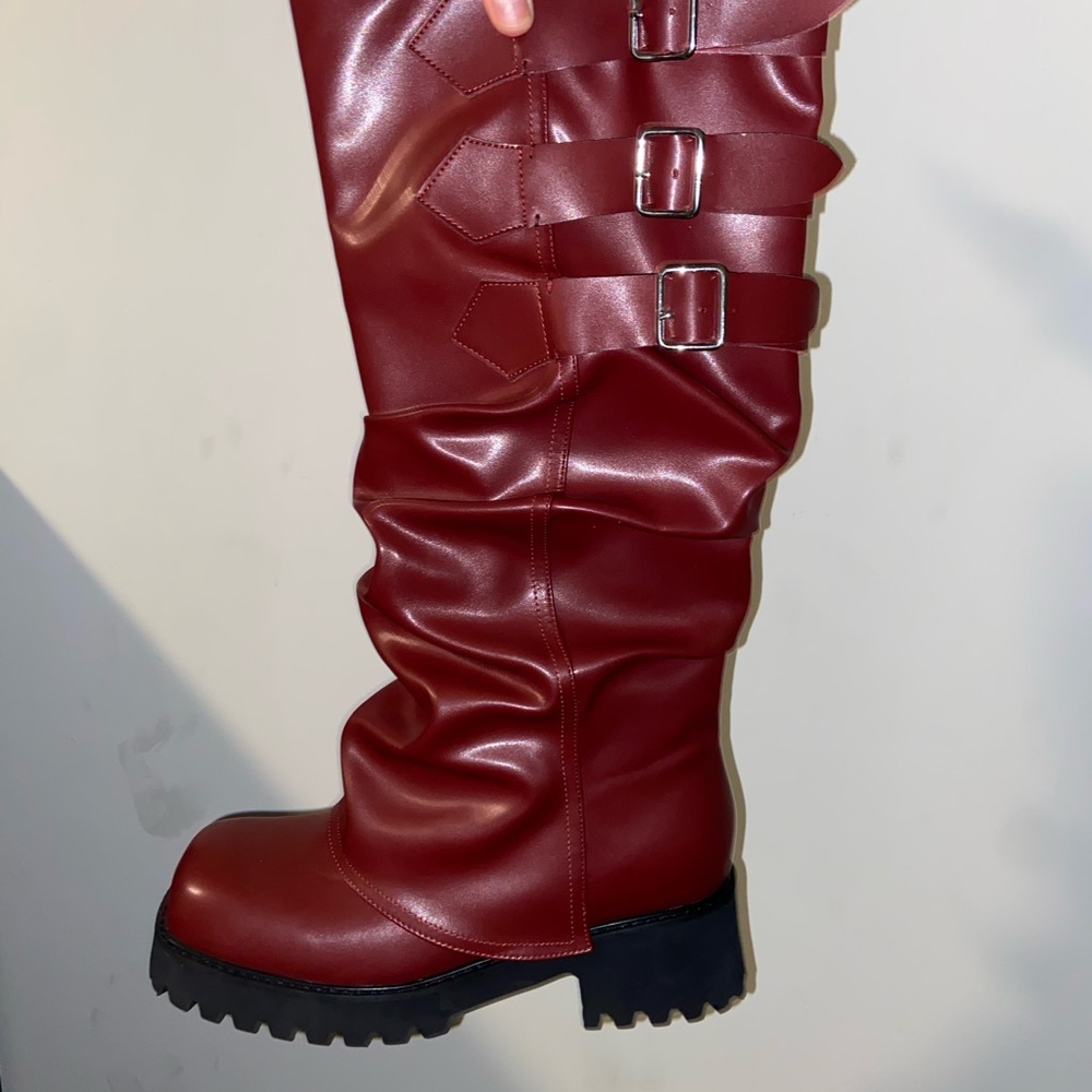 Women's Burgundy Knee-High Boots